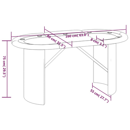 vidaXL 10-spelares pokerbord Grönt 63"x31.5"x29.5"