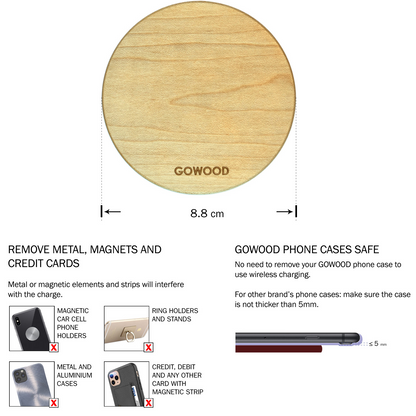 15W Fast Charge Maple Wood Wireless Charger