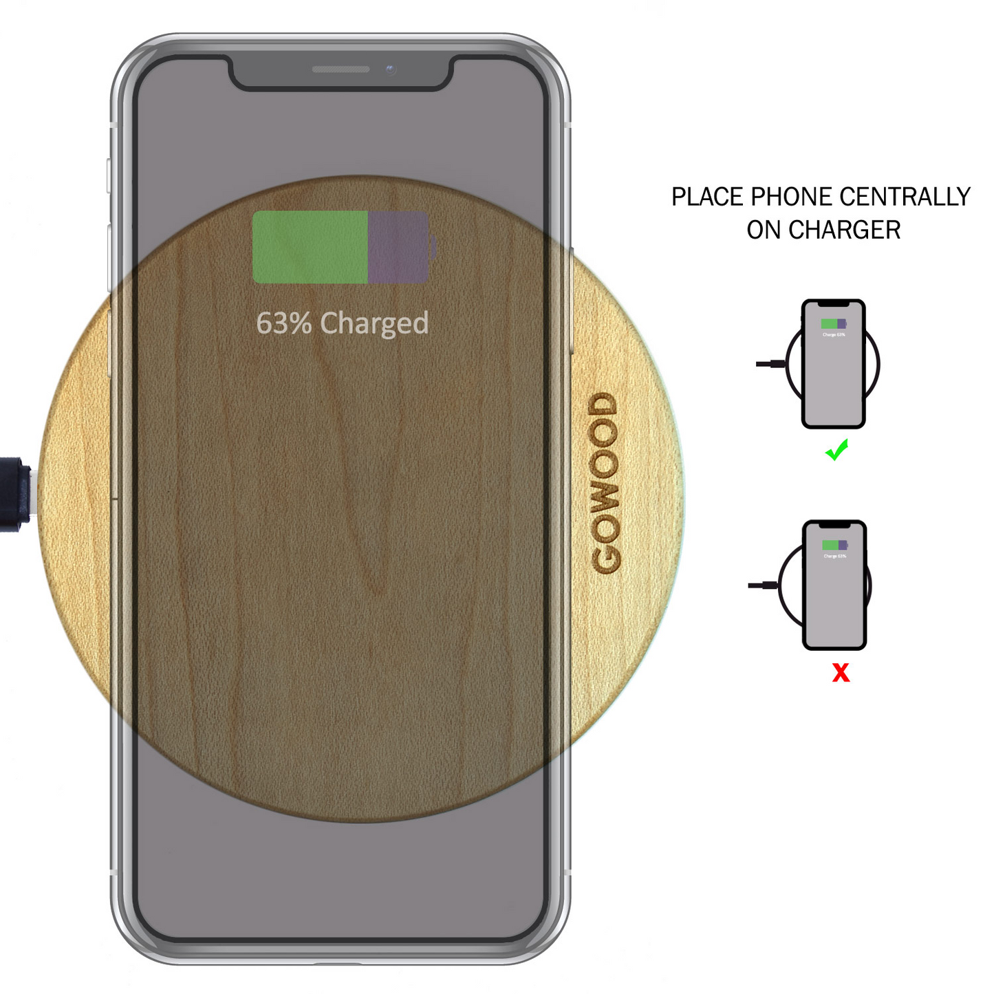 15W Fast Charge Maple Wood Wireless Charger