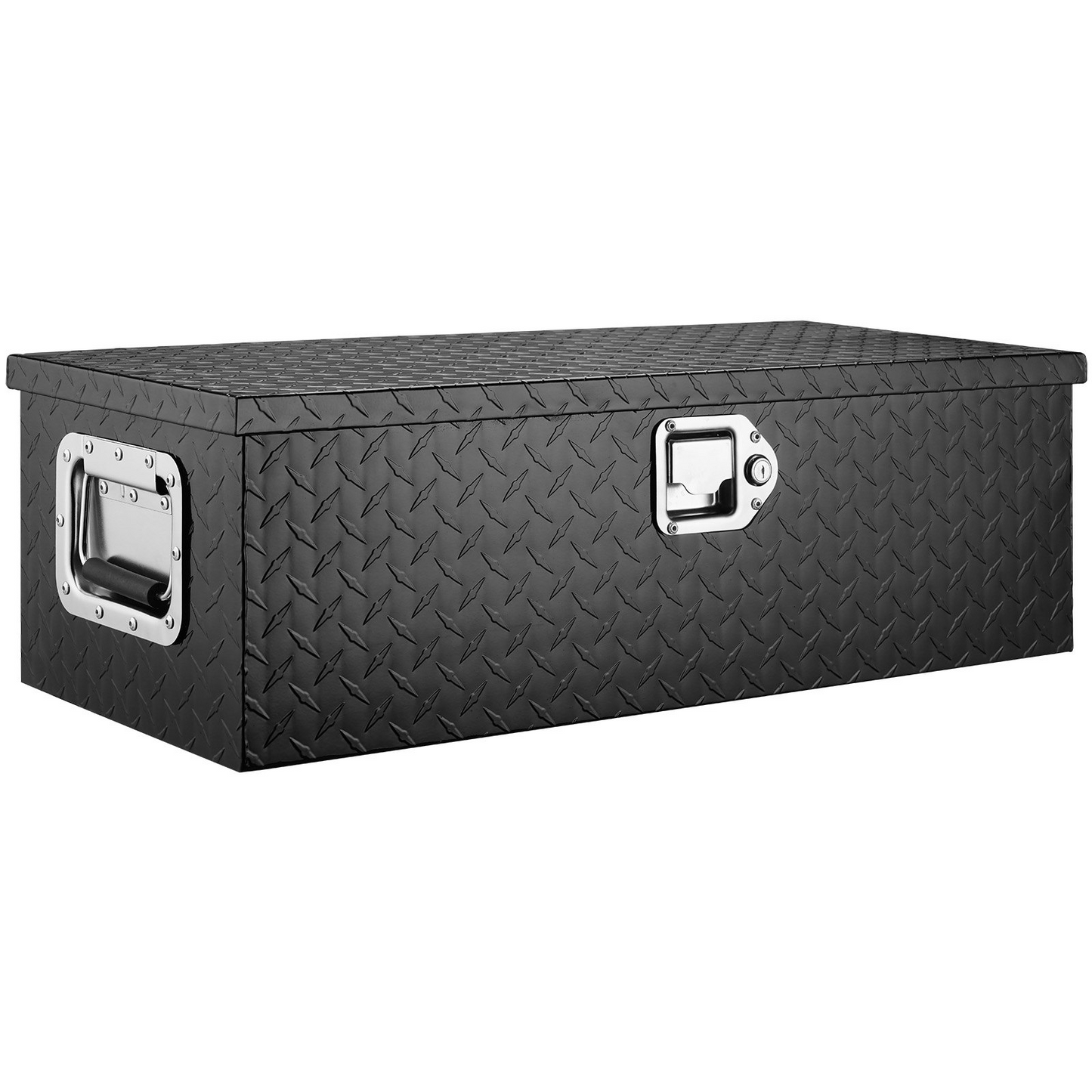 VEVOR Heavy Duty Aluminum Truck Bed Tool Box, Diamond Plate Tool Box with Side Handle and Lock Keys, Storage Tool Box Chest Box Organizer for Pickup, RV, Trailer, Truck Bed, 30"x13"x9.6", Black