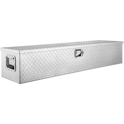 VEVOR Heavy Duty Aluminum Truck Bed Tool Box, Diamond Plate Tool Box with Side Handle and Lock Keys, Storage Tool Box Chest Box Organizer for Pickup, Truck Bed, RV, Trailer, 48"x15"x15", Silver