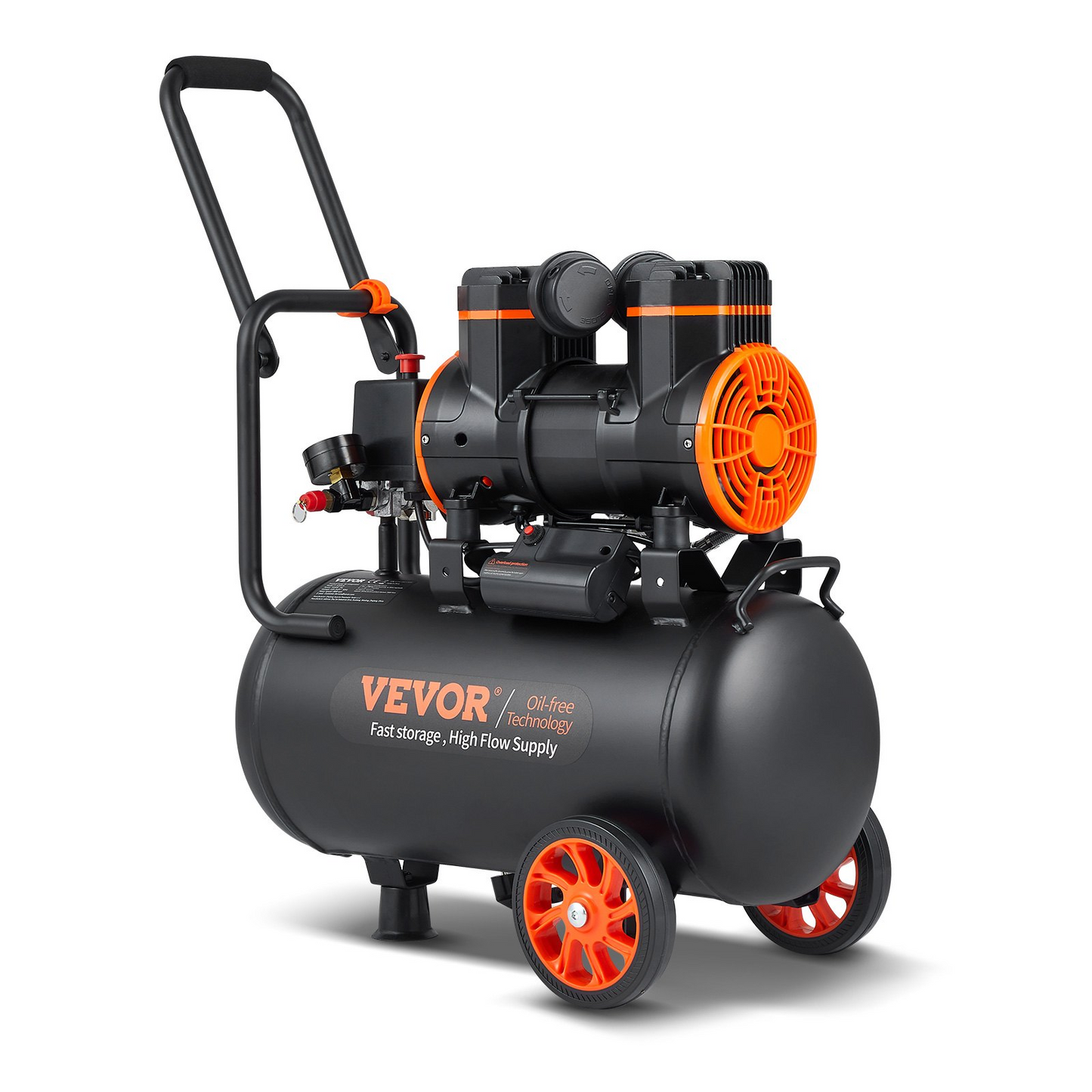 VEVOR luftkompressor 6,3 gallon 1450W 3,35 CFM@ 90PSI 70 dB Ultra Tyst oljefri