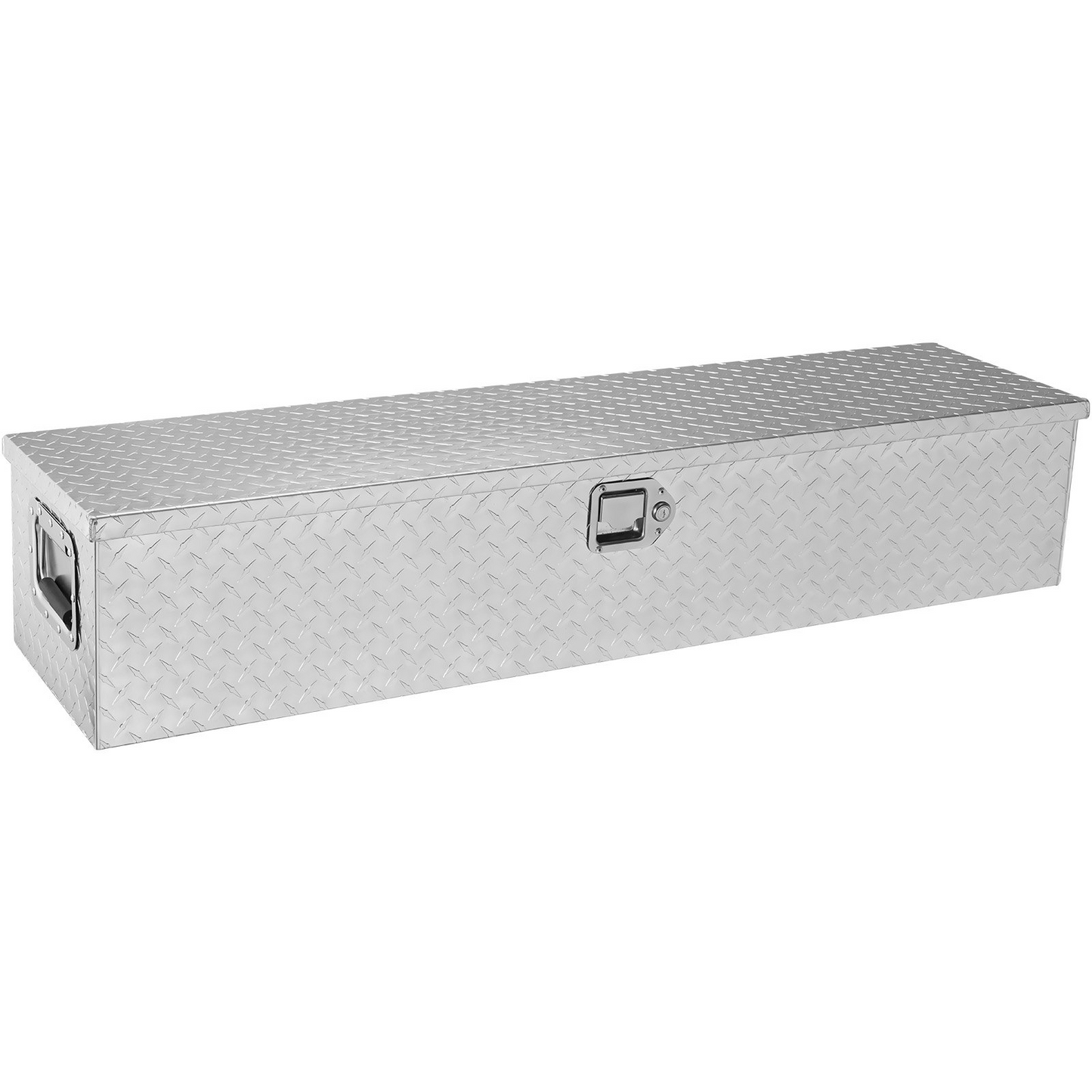 VEVOR Heavy Duty Aluminum Truck Bed Tool Box, Diamond Plate Tool Box with Side Handle and Lock Keys, Storage Tool Box Chest Box Organizer for Pickup, Truck Bed, RV, Trailer, 48"x15"x15", Silver