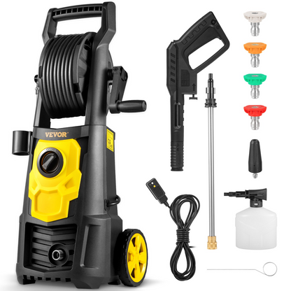 VEVOR Electric Pressure Washer, 2000 PSI, Max. 1.76 GPM Power Washer w/ 30 ft Hose, 5 Quick Connect Nozzles, Foam Cannon, Portable to Clean Patios, Cars, Fences, Driveways, ETL Listed