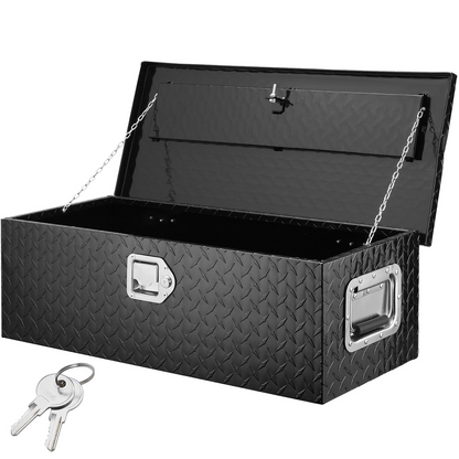 VEVOR Heavy Duty Aluminum Truck Bed Tool Box, Diamond Plate Tool Box with Side Handle and Lock Keys, Storage Tool Box Chest Box Organizer for Pickup, RV, Trailer, Truck Bed, 30"x13"x9.6", Black