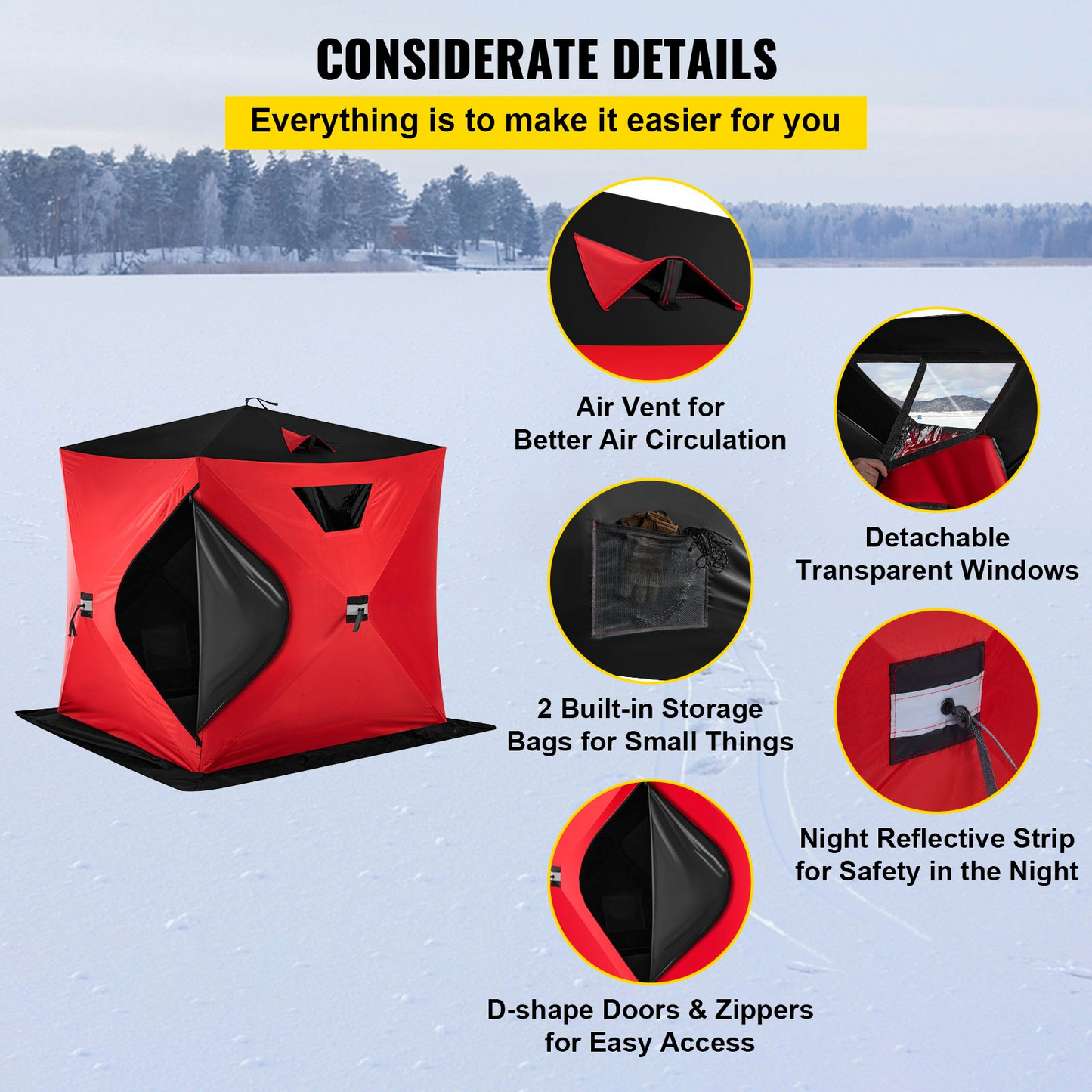 2-Person Ice Fishing Shelter Tent Portable Pop Up House Outdoor Fish Equipment