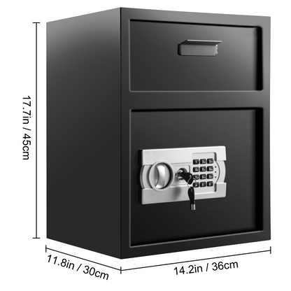 VEVOR Digital Depository Safe 1.7 Cubic Feet Made of Carbon Steel Electronic Code Lock Depository Safe with Deposit Slot with Two Emergency Keys Depository Box for Home Hotel Restaurant and Office