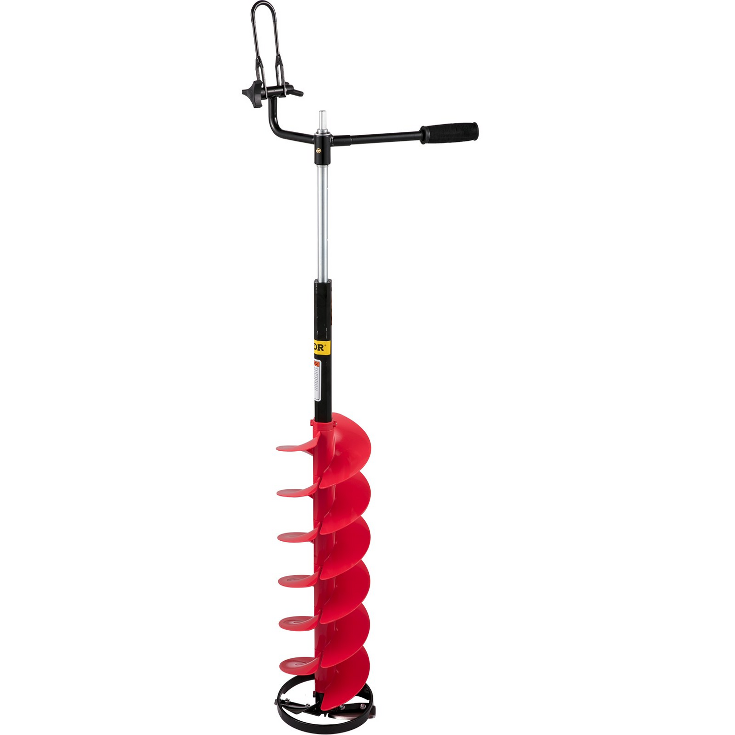 VEVOR Ice Drill Auger, 8'' Diameter Nylon Ice Auger, 41'' Length Ice Auger Bit, Auger Drill w/ 14'' Adjustable Extension Rod, Rubber Handle, Drill Adapter, Replaceable Auger Blade for Ice Fishing Red