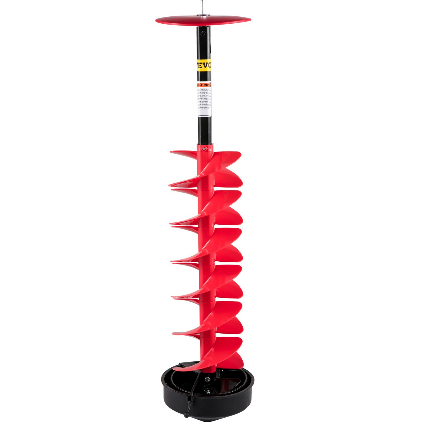 VEVOR Ice Drill Auger, 8'' Diameter Nylon Ice Auger, 41'' Length Ice Auger Bit, Auger Drill w/ 14'' Adjustable Extension Rod, Rubber Handle, Drill Adapter, Replaceable Auger Blade for Ice Fishing Red