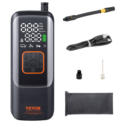 VEVOR Tire Inflator Portable Air Compressor 150PSI 4000mAh Rechargeable Auto-Off