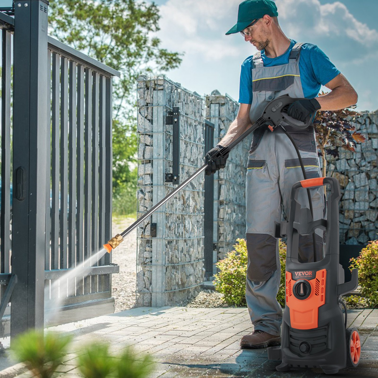 VEVOR Elektrisk högtryckstvätt, 2150 PSI, Max. 1,8 GPM, 1800 W Power Washer med 26 fot slang, 4 snabbkopplingsmunstycken, skumkanon, portabel för att rengöra uteplatser, bilar, staket, uppfarter