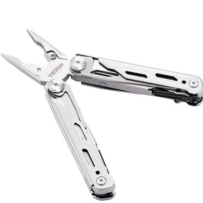 VEVOR 16-In-1 Multitool Pliers, Multi Tool Pliers, Cutters, Knife, Scissors, Ruler, Screwdrivers, Wood Saw, Can Bottle Opener, with Safety Locking and Sheath, for Survival, Camping, Hunting and Hiking