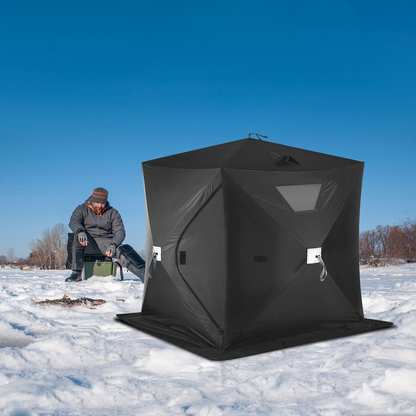 VEVOR 2-3 Person Ice Fishing Shelter, Pop-Up Portable Insulated Ice Fishing Tent, Waterproof Oxford Fabric