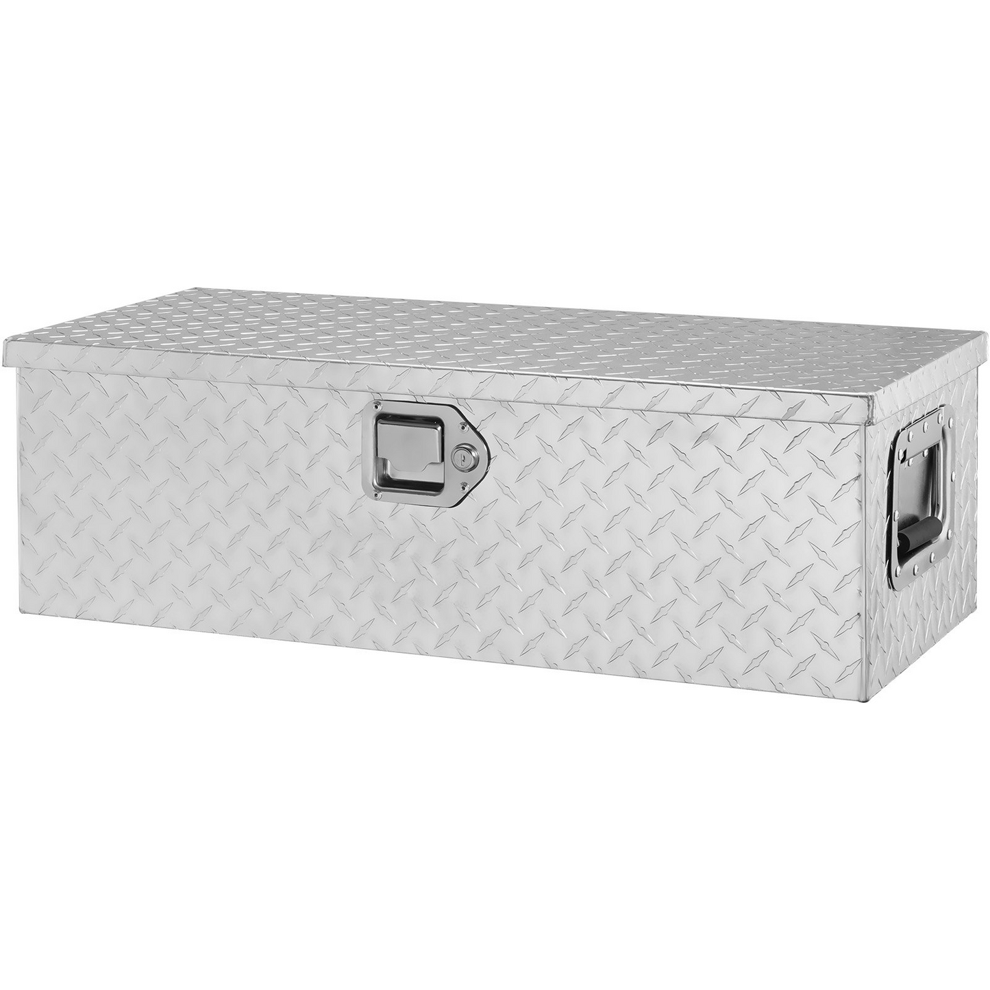 VEVOR Heavy Duty Aluminum Truck Bed Tool Box, Diamond Plate Tool Box with Side Handle and Lock Keys, Storage Tool Box Chest Box Organizer for Pickup, Truck Bed, RV, Trailer, 30"x13"x9.6", Silver