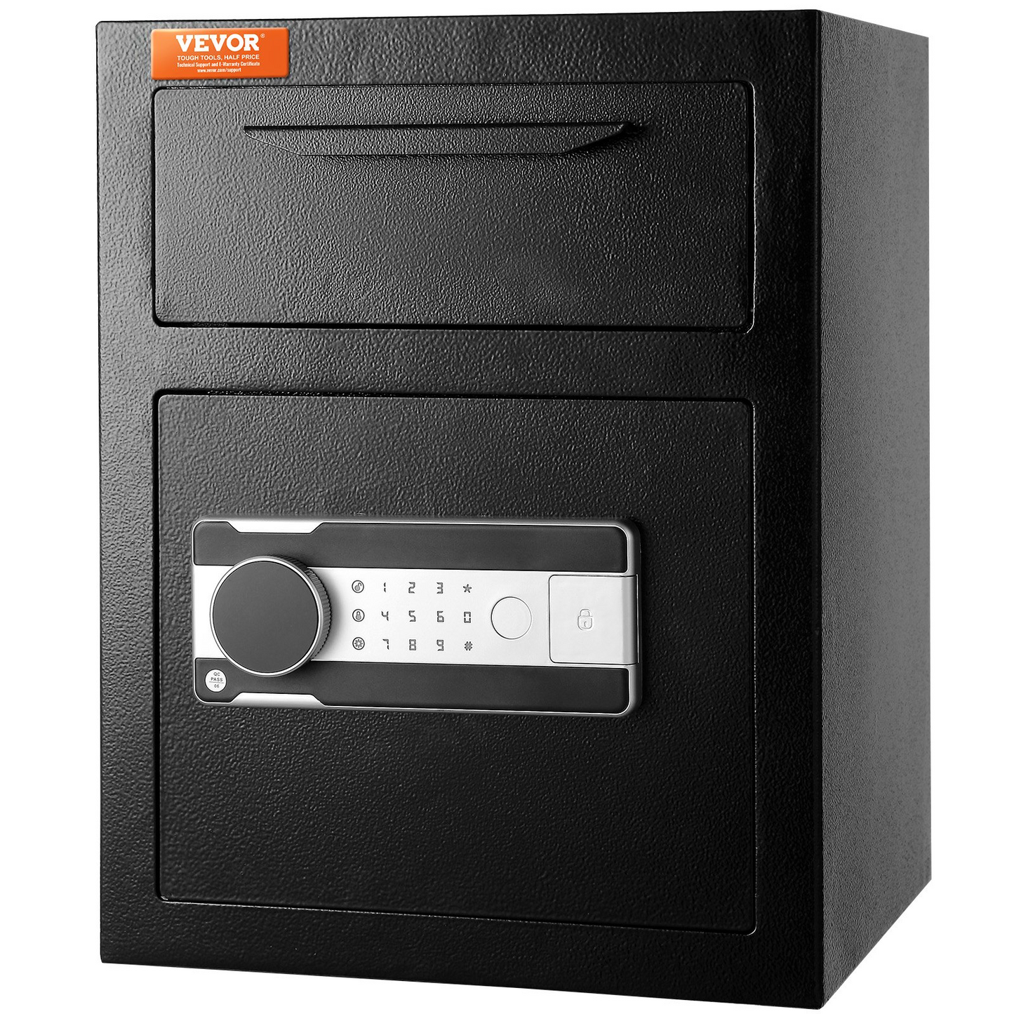 VEVOR 1,7 Cub Depository Safe, Deponeringsskåp med Drop Slot, elektroniskt kodlås och 2 Emergency Keys, 17,71'' x 13,77'' x 13,77'' Business Drop Slot Säkert för kontanter, post i hemmet, hotell, kontor