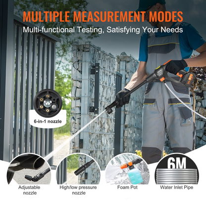 VEVOR sladdlös högtryckstvätt, 652-PSI 1,1 GPM bärbar strömrengörare, handhållen högtrycksbiltvättpistol med 4,0Ah batteri, laddare, 6-i-1 munstycke, för hem/golvrengöring och bevattning