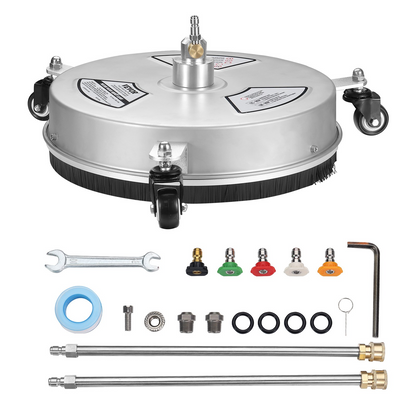 VEVOR 15" högtryckstvätt Ytrengöring med hjul, Rostfritt stål Betongrengöring 4000 Max PSI, 1/4" snabbkoppling med 2 förlängningsstav, kraftig kraftbricka för golvuppfart, uteplats