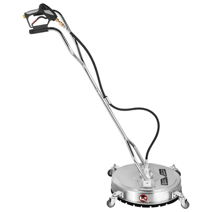 VEVOR Surface Cleaner 18 inch Flat Surface Cleaner for Pressure Washer 4000psi Pressure with 3/8 Quick Connector Surface Cleaner W/ Casters 10.5GPM Stainless Steel Rotating Rod & 3 Nozzle for Patio