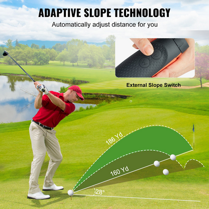 VEVOR magnetisk golfavståndsmätare, 1300 yards lasergolfjaktavståndsmätare, golftillbehör med 6X förstoring med avståndsmätning, högprecisionsflagglåsvibration, lutning, USB-laddning