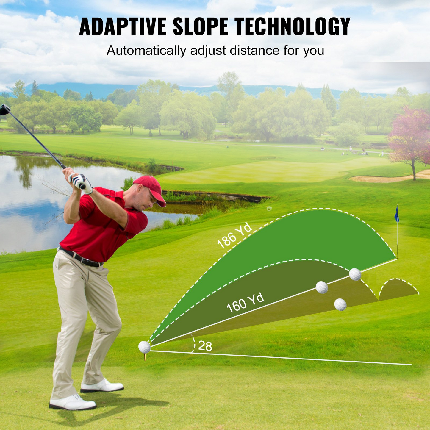 VEVOR Golf Avståndsmätare, 1300 Yards Laser Golf Jaktavståndsmätare, 6X förstoringsavståndsmätning, Golftillbehör med externt magnetfäste, högprecisionsflagglås, lutning och batterier