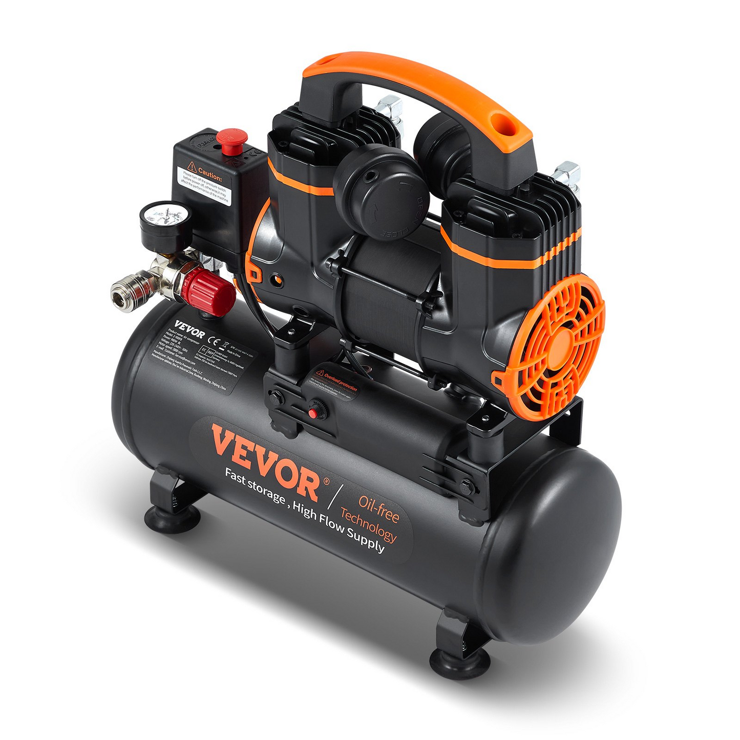 VEVOR Air Compressor 2.1 Gallon 900W 2.2 CFM@ 90PSI 70 dB Ultra Quiet Oil Free