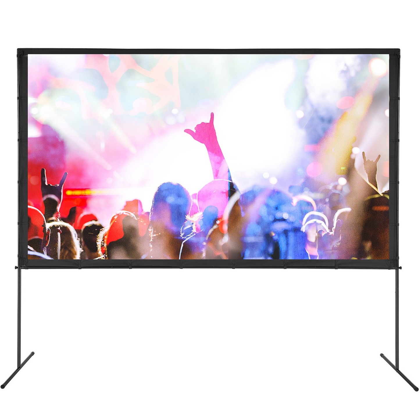 VEVOR Projector Screen with Stand, 120 inch 16:9 4K 1080 HD Outdoor Movie Screen with Stand, Wrinkle-Free Projection Screen with Bar Feet and Carry Bag, for Home Theater Cinema Backyard Movie Night