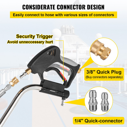 VEVOR Pressure Washer Surface Cleaner, 20'', Max. 4000 PSI Pressure by 2 Nozzles for Cleaning Driveways, Sidewalks, Stainless Steel Frame w/Rotating Dual Handle, Wheels, Fit for 3/8'' Quick Connector