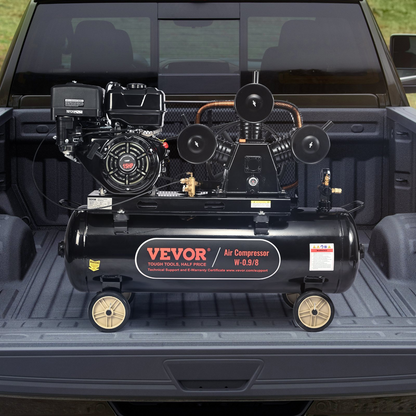 VEVOR 15HP Gas Powered Air Compressor, 30 Gallon Horizontal Air Compressor Tank, 33CFM@115PSI Gas Driven Piston Pump Air Compressed System with 115PSI Max Pressure for Construction Sites Workshop