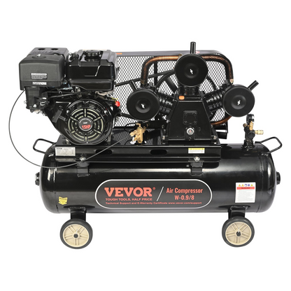 VEVOR 15HP Gas Powered Air Compressor, 30 Gallon Horizontal Air Compressor Tank, 33CFM@115PSI Gas Driven Piston Pump Air Compressed System with 115PSI Max Pressure for Construction Sites Workshop