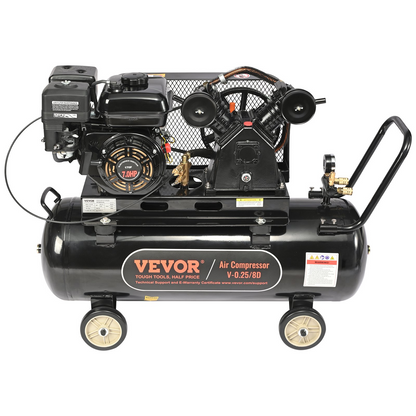 VEVOR 7HP Gas Powered Air Compressor, 21 Gallon Horizontal Air Compressor Tank, 9CFM@115PSI Gas Driven Piston Pump Air Compressed System with 115PSI Max Pressure for Construction Sites Workshop