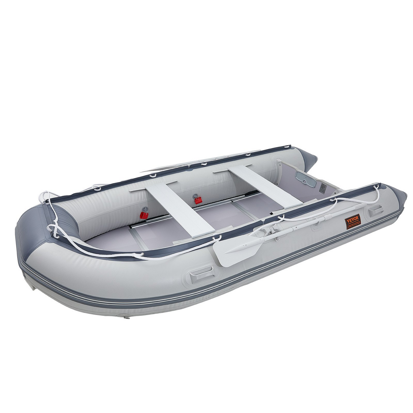 VEVOR Inflatable Dinghy Boat, 6-Person Transom Sport Tender Boat, with Marine Wood Floor and Adjustable Aluminum Bench, 1500 lbs Inflatable Fishing Boat Raft, Aluminum Oars, Air Pump, and Carry Bag