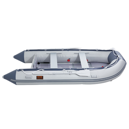 VEVOR Inflatable Dinghy Boat, 6-Person Transom Sport Tender Boat, with Marine Wood Floor and Adjustable Aluminum Bench, 1500 lbs Inflatable Fishing Boat Raft, Aluminum Oars, Air Pump, and Carry Bag