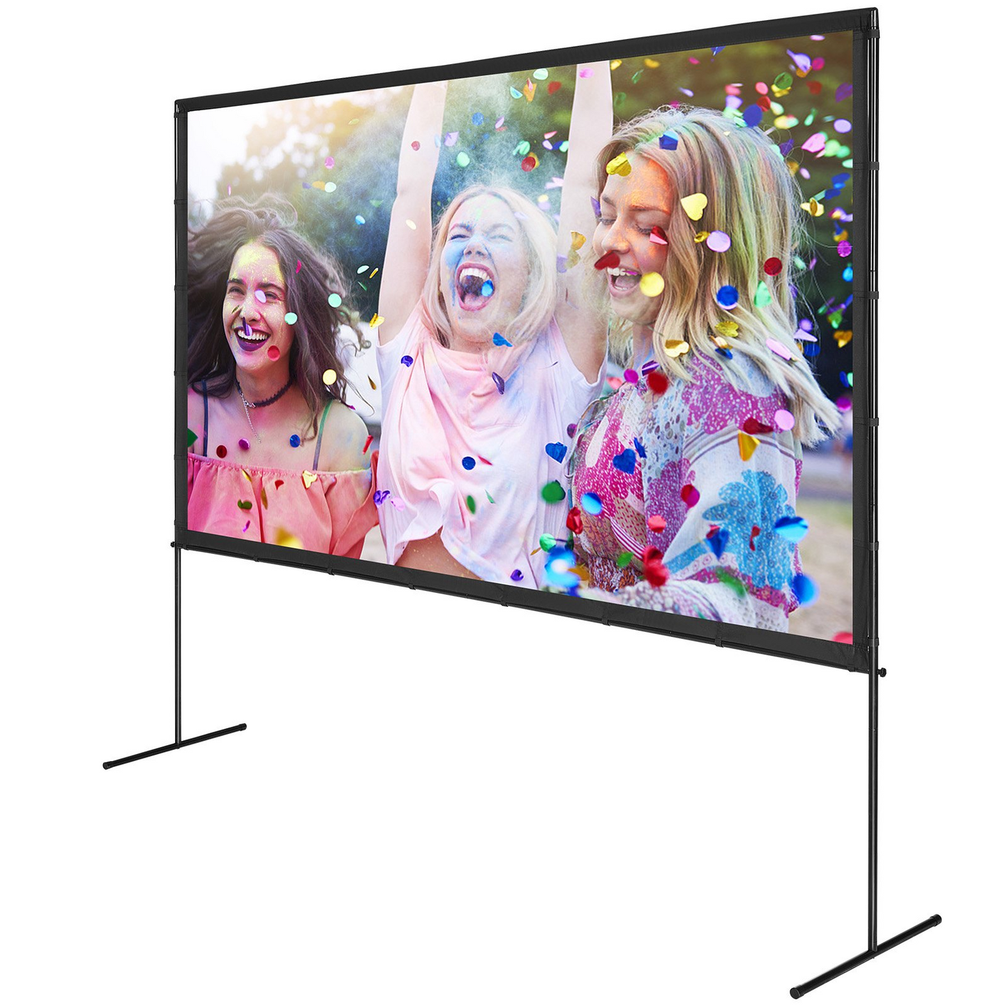 VEVOR Projector Screen with Stand, 120 inch 16:9 4K 1080 HD Outdoor Movie Screen with Stand, Wrinkle-Free Projection Screen with Bar Feet and Carry Bag, for Home Theater Cinema Backyard Movie Night