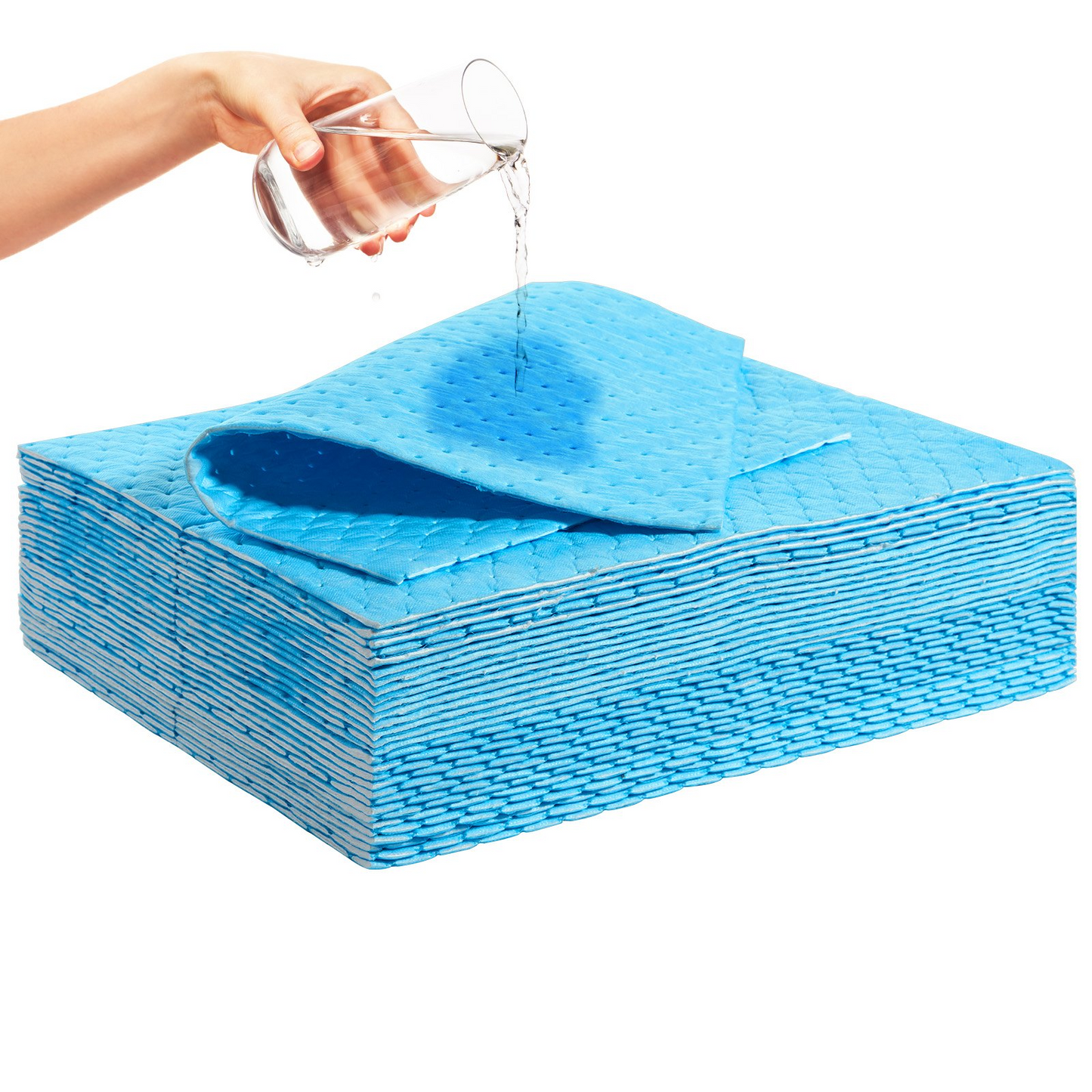 VEVOR Spill Absorbent Pads, Water Absorbing Mat Pad in Dispenser Box, 6 Gal Capacity, 15" L x19" W Polypropylene Absorbent Pad for Water, 30 pcs per Box