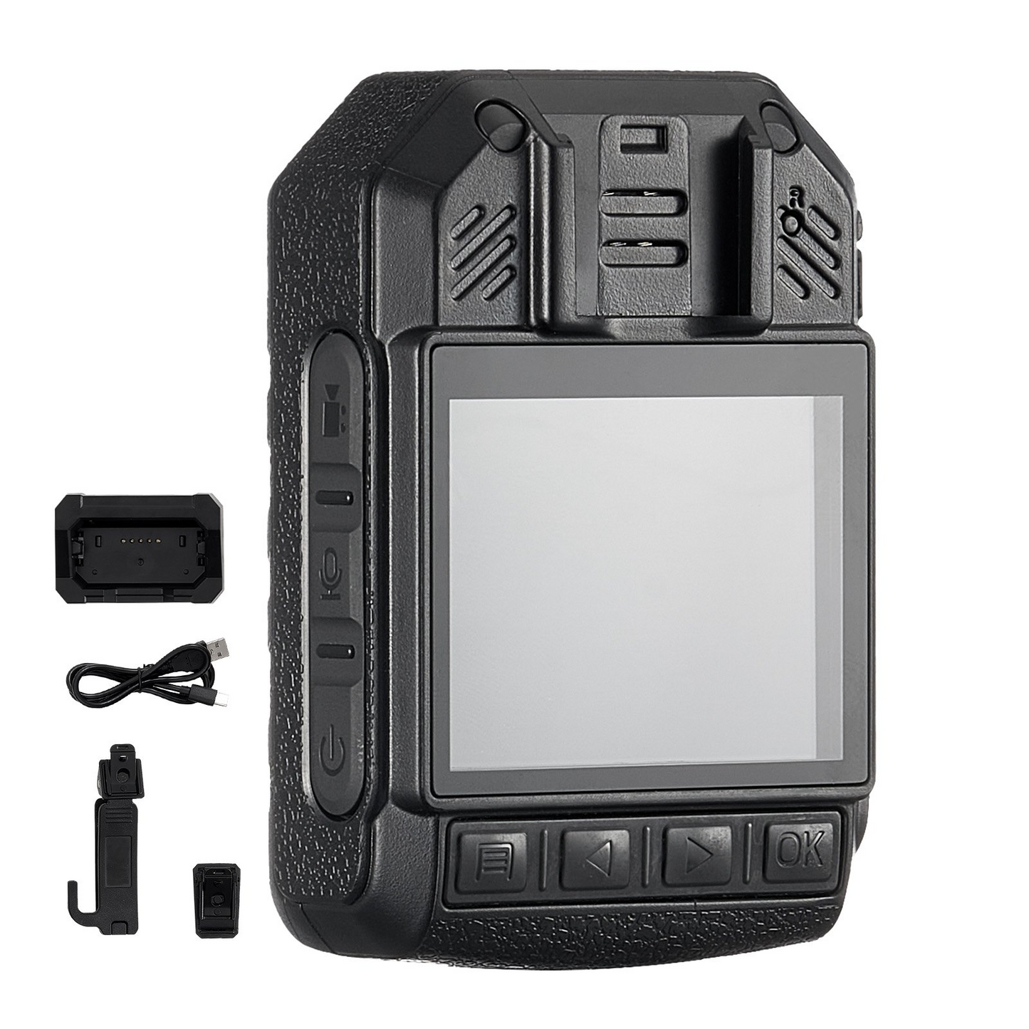 VEVOR 1440P HD Police Body Camera, 64GB Body Cam med Audio Video Recording Picture, Inbyggt 3500 mAh batteri, 2,0" LCD, Infrarött Night Vision, Vattentät GPS Personal Body Cam för brottsbekämpning