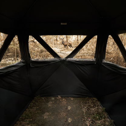 VEVOR Hunting Blind, 270° See Through Ground Blind, 2-3 Person Pop Up Deer Blind for Hunting with Carrying Bag, Portable Resilient Hunting Tent, 3 Horizontal Windows for Turkey and Deer Hunting