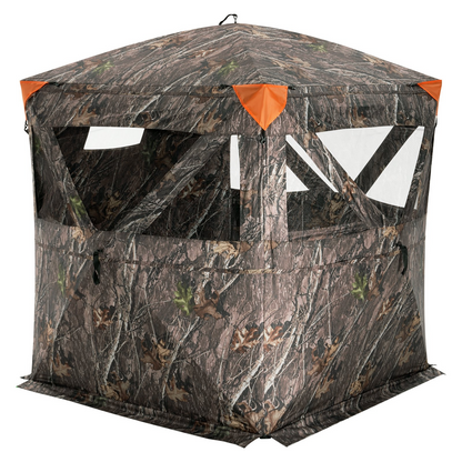 VEVOR Hunting Blind, 270° See Through Ground Blind, 2-3 Person Pop Up Deer Blind for Hunting with Carrying Bag, Portable Resilient Hunting Tent, 3 Horizontal Windows for Turkey and Deer Hunting