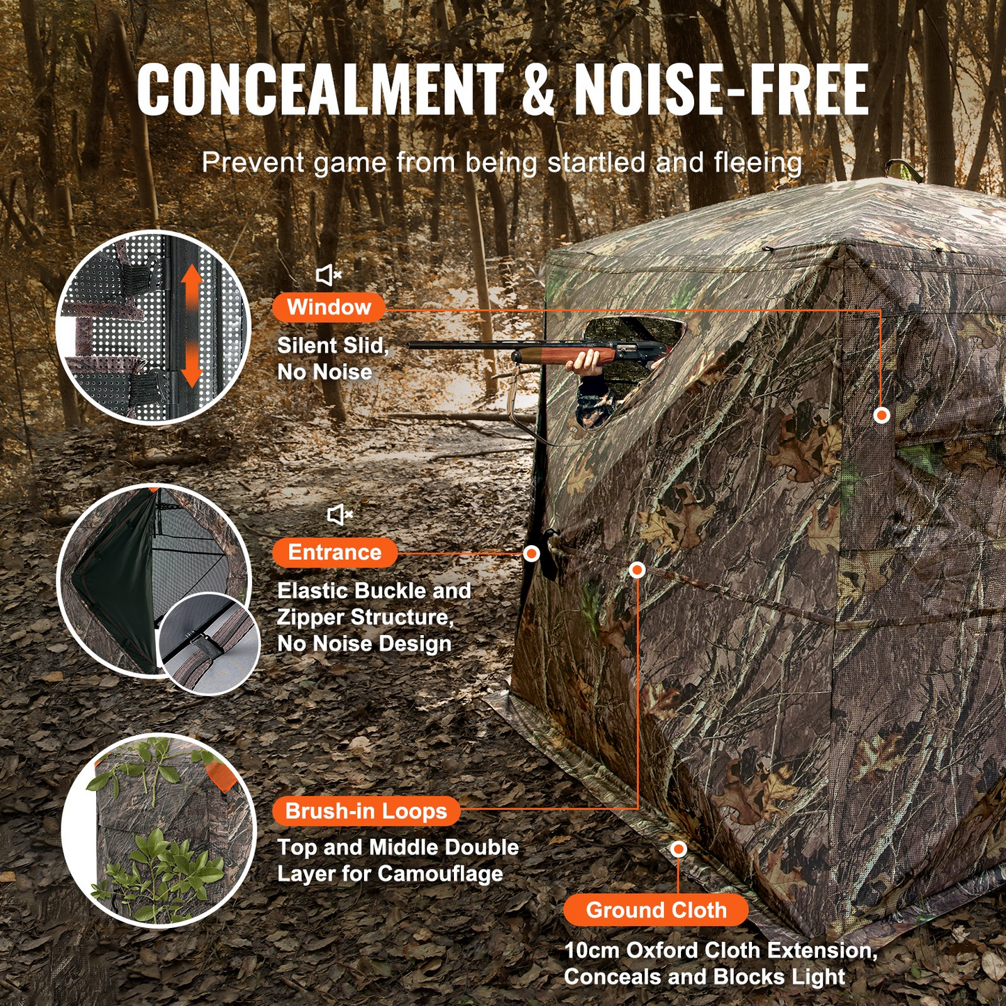 VEVOR Hunting Blind, 270° See Through Ground Blind, 4-5 Person Pop Up Deer Blind for Hunting with Carrying Bag, Portable Resilient Hunting Tent, One-Way See-Through Mesh for Turkey and Deer Hunting