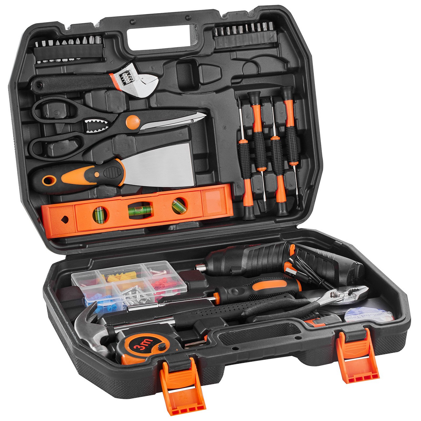 VEVOR Tool Kit 96 Piece Household Hand Tool Set Cordless Screwdriver Tool Case