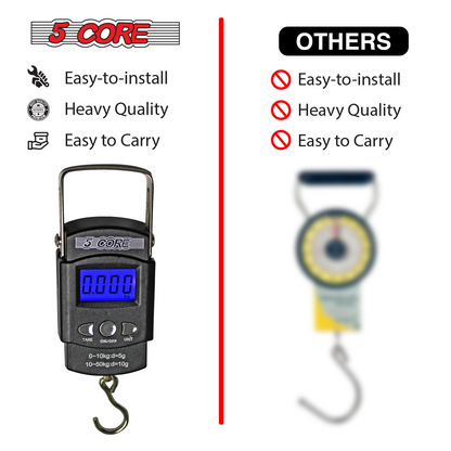 5 Core Digital Fiskevåg 110lb/50kg Hängande bagagevåg med måttband