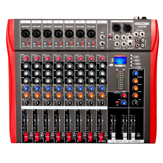 5 Core Audio Mixer 8-kanals DJ-utrustning med Bluetooth USB-ljudkortskonsol