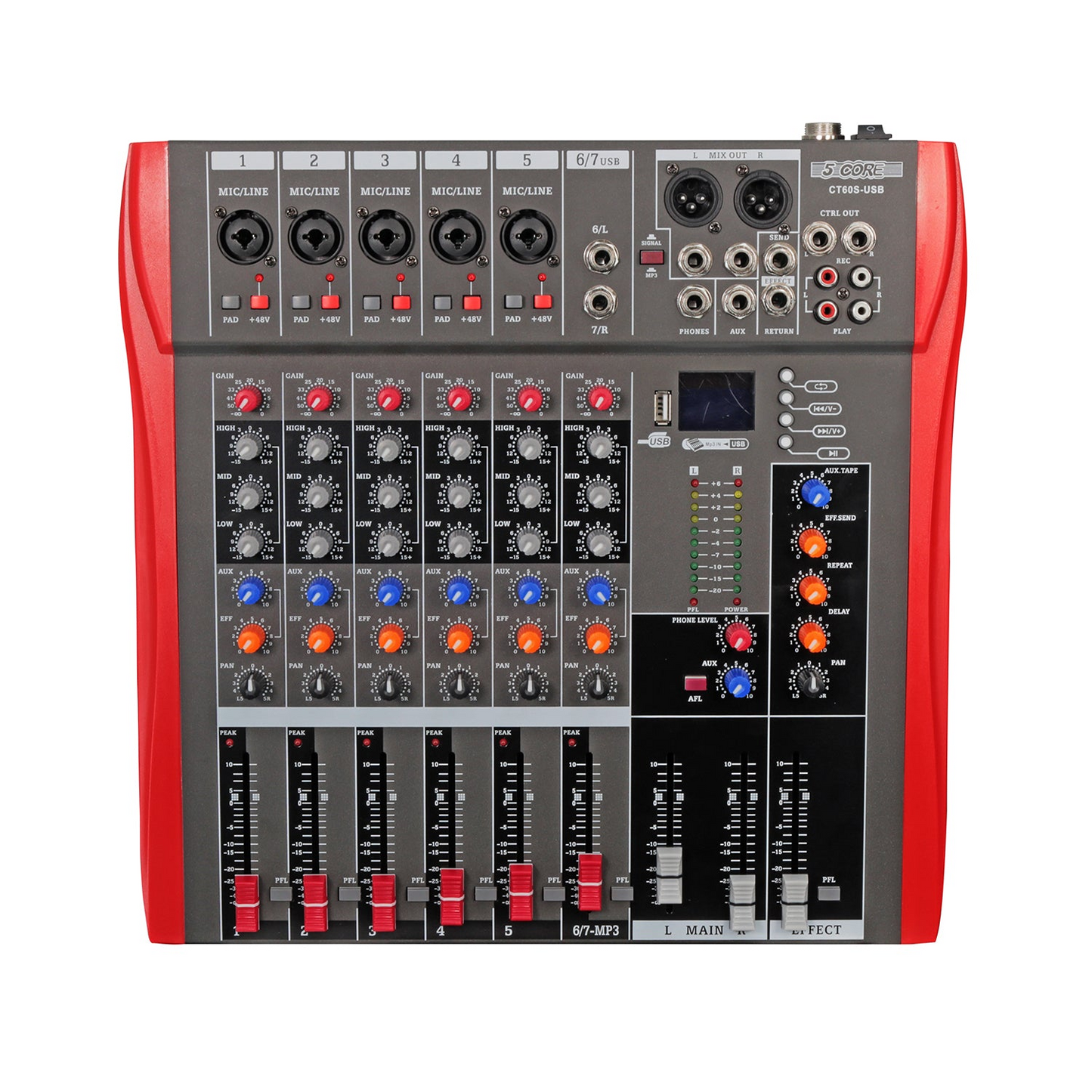 5 Core Audio Mixer 8 Channel DJ Equipment with Bluetooth USB Sound Board Console