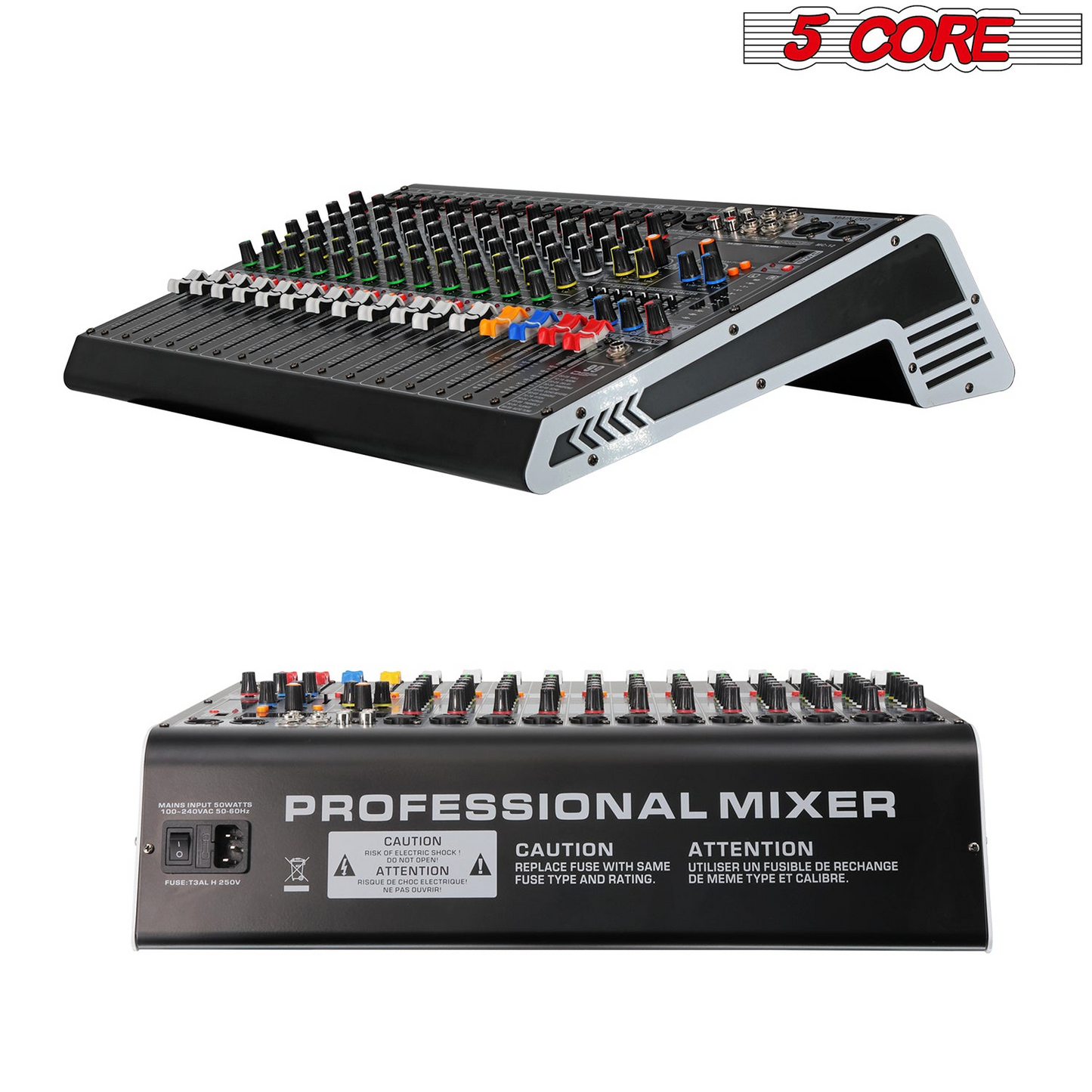 5 Core Audio Mixer 8 Channel DJ Equipment with Bluetooth USB Console Sound Board