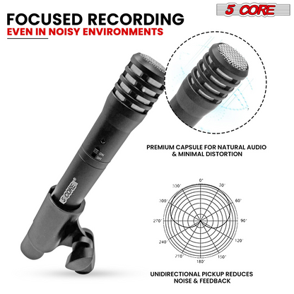 5Core Dynamic Instrument Microphone Professional XLR Cardioid Pencil Stick Condenser Mic