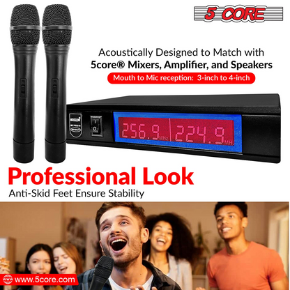 5Core Wireless Microphone VHF Fixed Dual Frequency Microfono Inalambrico 100FT Range