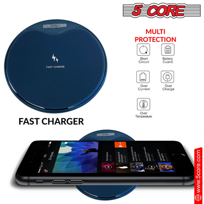 5Core Wireless Phone Charging Pad 15W Qi-Certified Fast Charger Mat Cargador