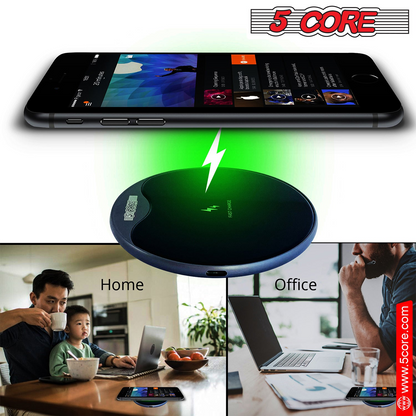 5Core Wireless Phone Charging Pad 15W Qi-Certified Fast Charger Mat Cargador