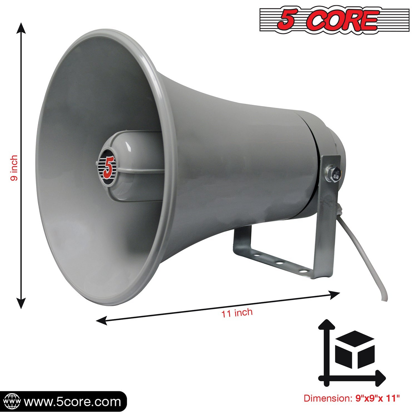 5Core PA Horn Loud Speaker 9 Inch Outdoor Indoor 20W 8 Ohm Multi Purpose Loudspeaker