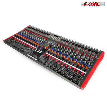 5Core Audio Mixer 24 Channel DJ Mixing Board Bluetooth USB Analog Professional Mezclador De Audio