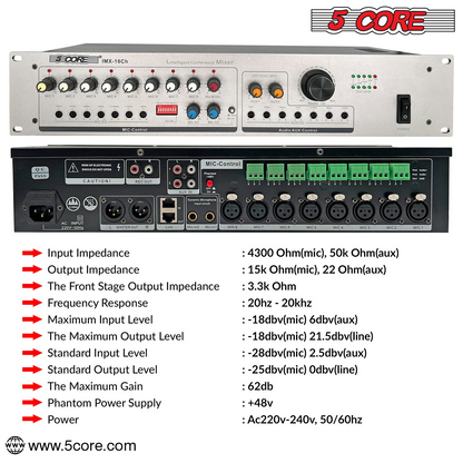 5Core 16 Channel Intelligent Conference Smart Audio Mixer Dj-utrustning för mikrofon